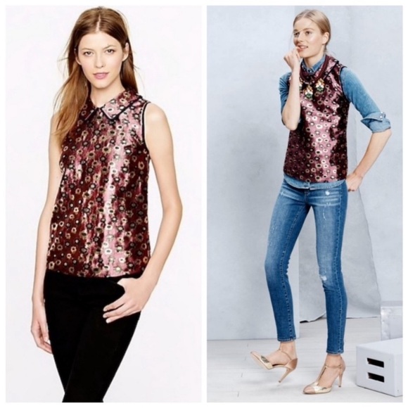 J. Crew Tops - J. Crew Collection Metallic Marigold Top Sleeveless Blouse Women’s